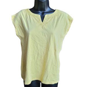 TALBOTS PETITES Yellow V-Neck Sleeveless Blouse Top Petite Size PS 997